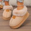 Теплые зимние женские сноубутсы из искусственного меха 2025 Мягкая толстая подошва Слипоны Пушистые ботильоны Модные новый стиль Замшевые Нескользящие ботильоны