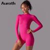 Auroth Slim Sports Jumpsuit Women Yoga One Piece Romper Seamless Running Workout Fitness Bodysuit