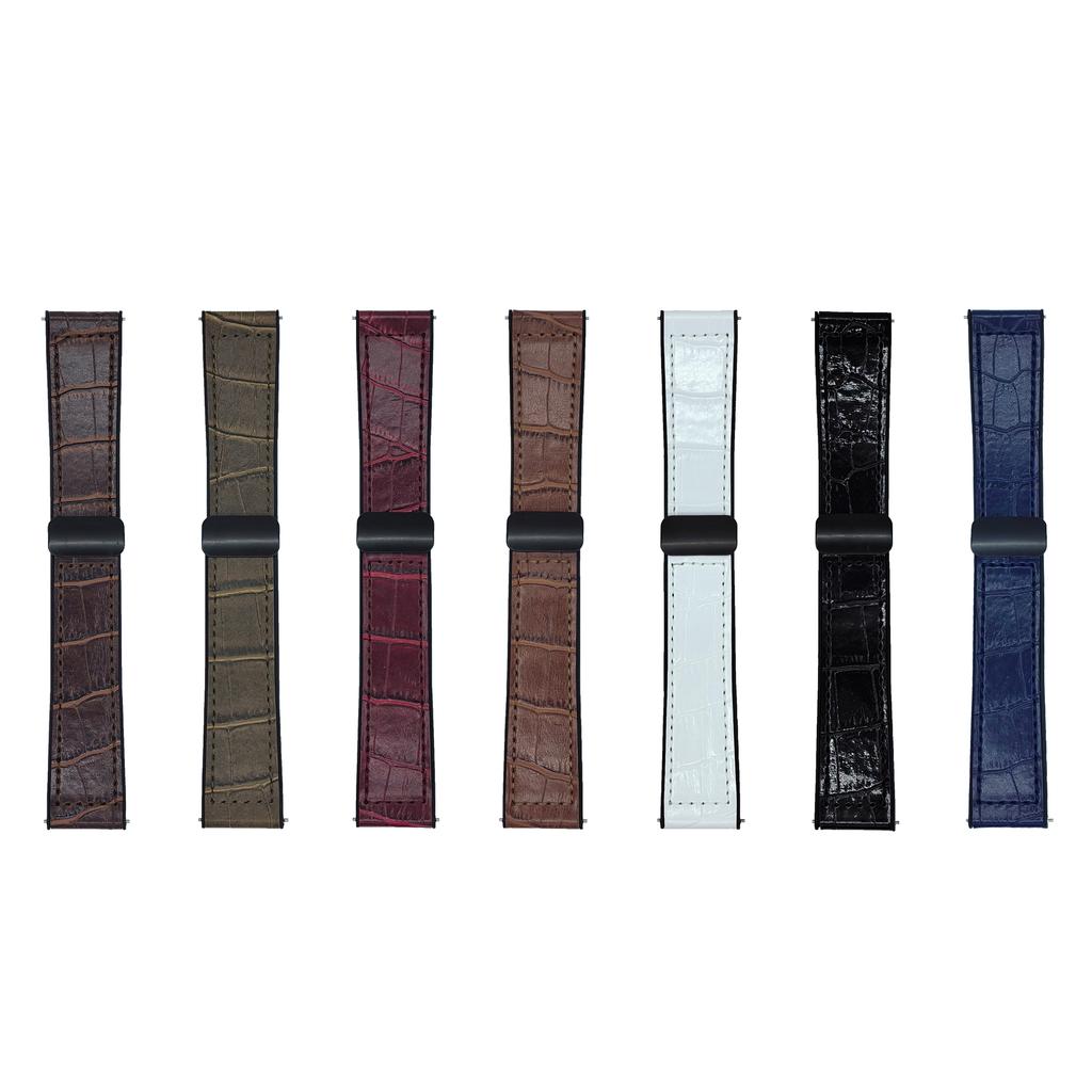20mm Watch Band for Samsung Galaxy Watch7 44mm/40mm Bamboo Texture PU Covered Silicone Strap with Magnetic Buckle