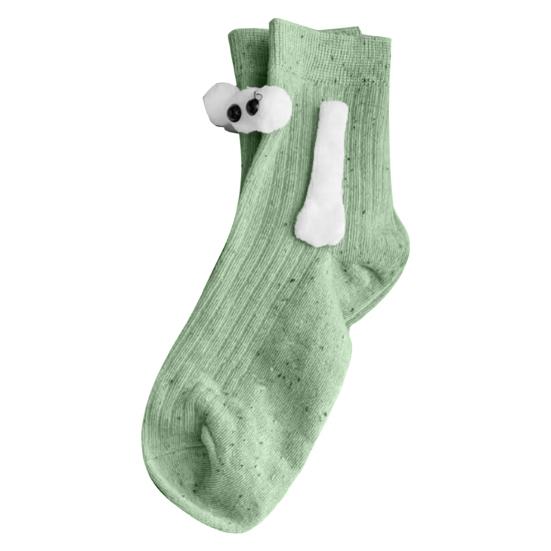 1 пара рождественских носков для пары с магнитными руками, мультяшный дизайн оленя и снеговика, длинные носки, мягкие, дышащие, рождественские носки