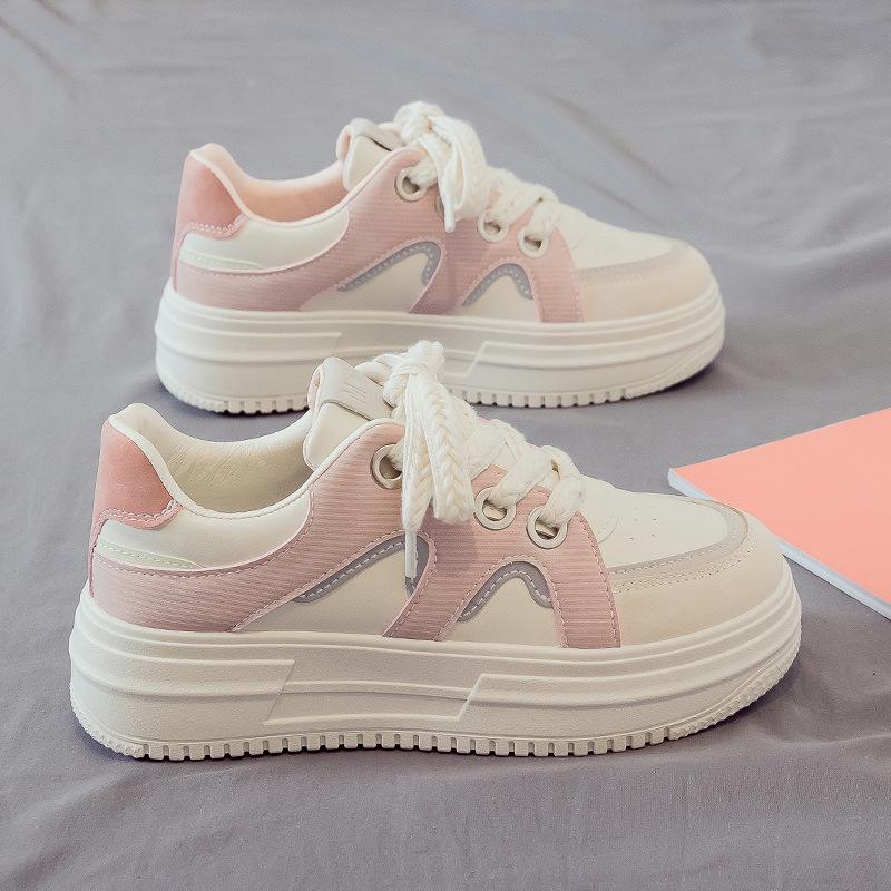Весенние женские белые туфли Dad Shoes на толстой подошве 2025 года — дышащие, увеличивающие рост, универсальные кроссовки для весны и осени