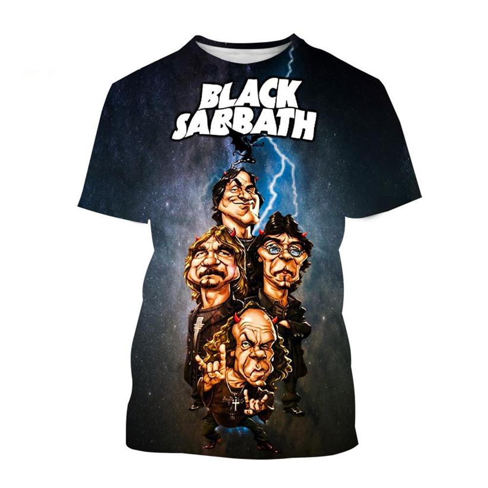 Мужские футболки с длинным рукавом и 3D-принтом с графикой группы Black Sabbath, с круглым вырезом - Мягкая полиэстеровая ткань средней эластичности, летняя одежда свободного кроя