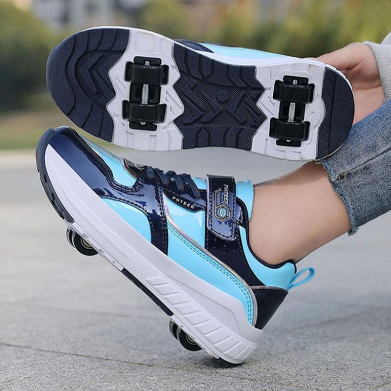 Kids 4-Wheel Roller Skates Shoes New Sneakers For Boy and Girls Outdoor Sport Skating Skates Shoes With Wheels