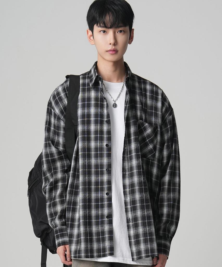 AVANDRESS Smith Overfit Check Shirt Charcoal