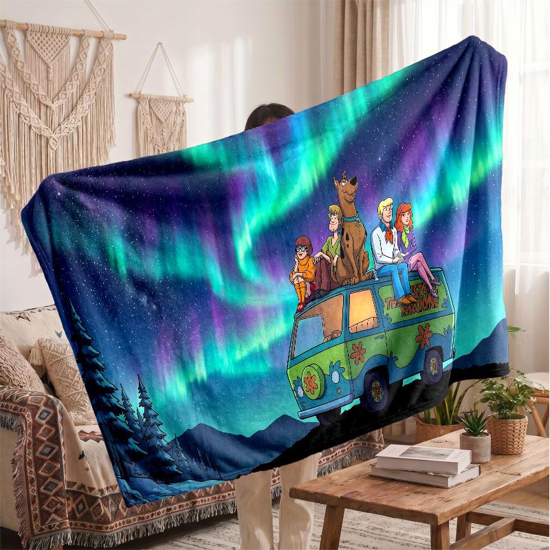 Теплое фланелевое одеялоПледовое одеяло Scooby-Doo Мягкое и уютное для спальни Дивана