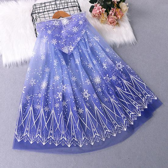 Плащ с капюшоном для девочек, звезда, снежинки, павлиньи перья, прозрачный тюль с рюшами, сценический костюм для косплея, детское платье, накидка принцессы, шаль