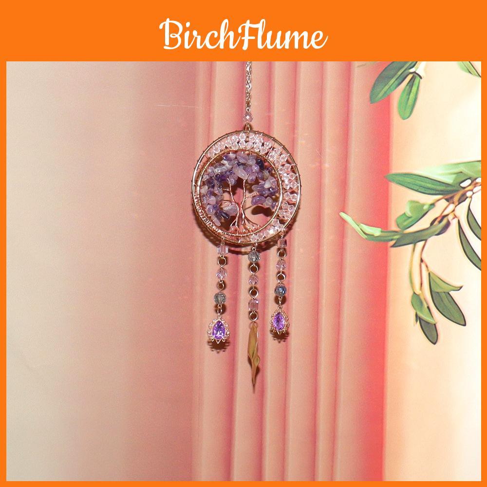 Handcrafted Agate Dreamcatcher Pendant With Rainbow Crystals For Girls Room Decor