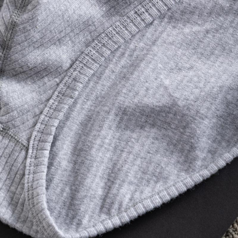 Мужские трусы-слипы в рубчик из чистого хлопка - Однотонные, Дышащие, Влагоотводящие, С высоким вырезом, С большим гульфиком, Четыре сезона.