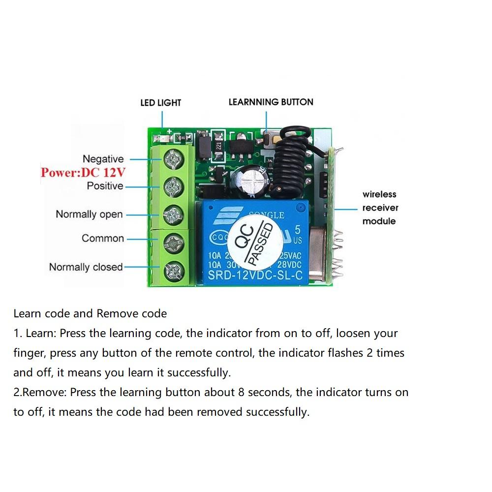 Релейный канал беспроводной радиочастотный пульт дистанционного управления гаражными воротами Переключатель Приемник Передатчик