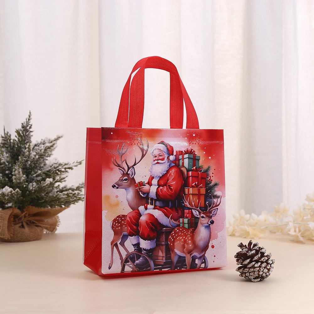 4/8pcs Christmas Gift Bags Santa Claus Xmas Candy Gift Wrapping Bags Non-Woven Tote Bags Treat Bag Decoration 2025 Navidad kids