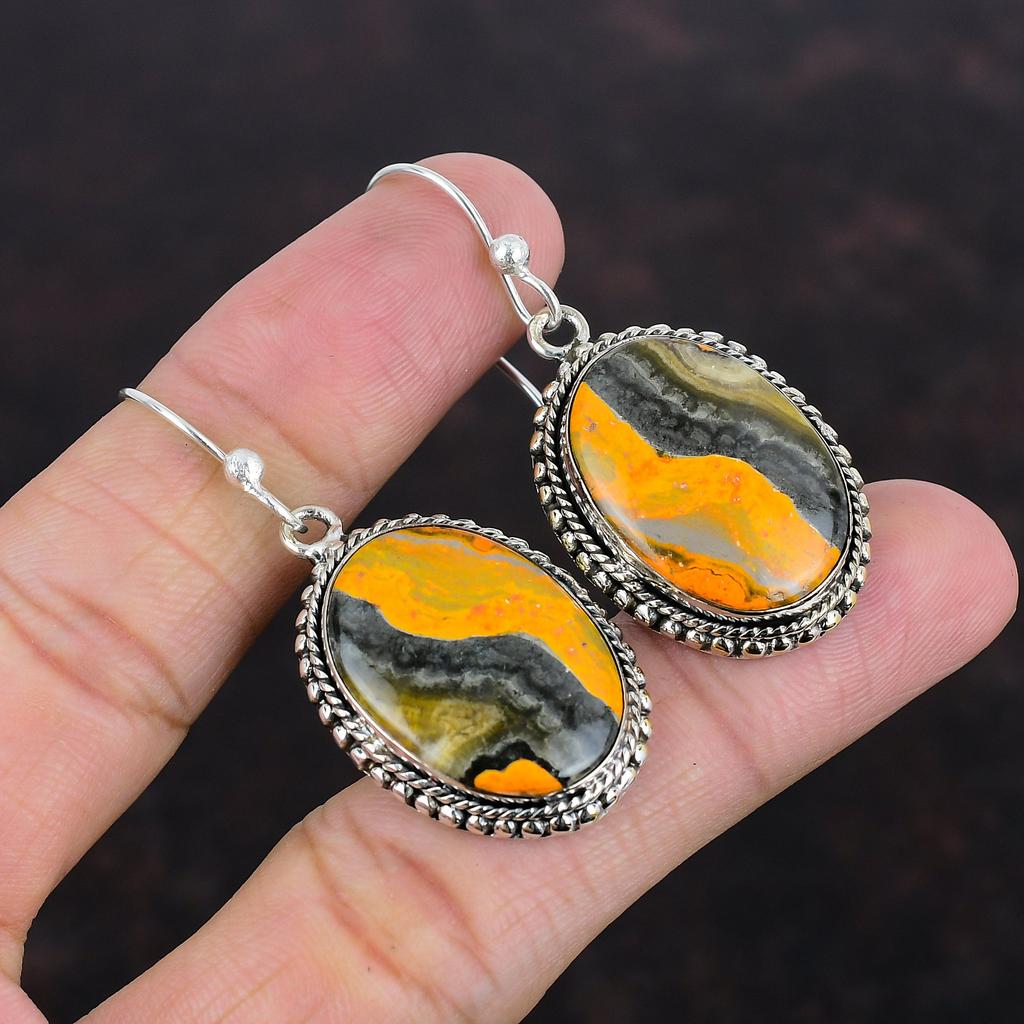 Bumble Bee Jasper Earring 925 Sterling Silver Earrings Gemstone Jewelry Vintage Earring Handmade Earring Birthstone Jewelry Gifts For Women