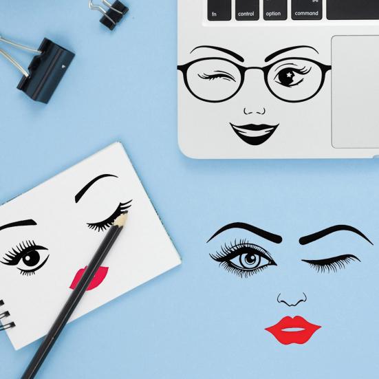 6 Sheets Face Stickers Lips Eyes Eyebrows Nose Decals Self