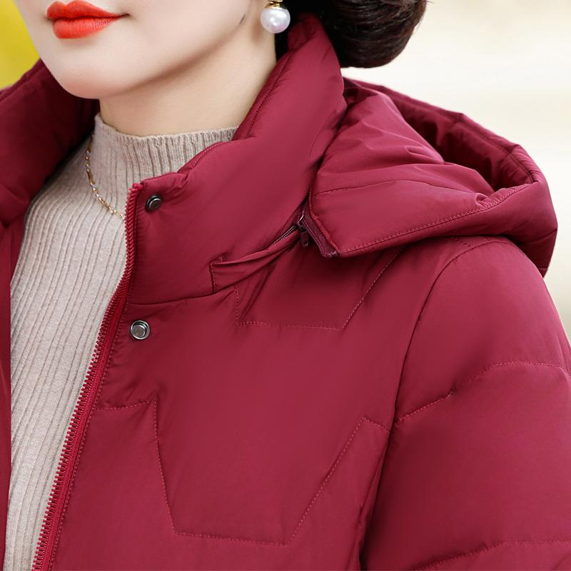 Зимнее пуховое пальто для женщин винтажное больших размеров верхняя одежда с капюшоном элегантное толстое теплое вышитое пуховик женский парки