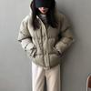 Solid Women's Winter Down Jacket Hooded Collar Short Single-Breasted Coat Preppy Style Parka Ladies Chic Outwear Female