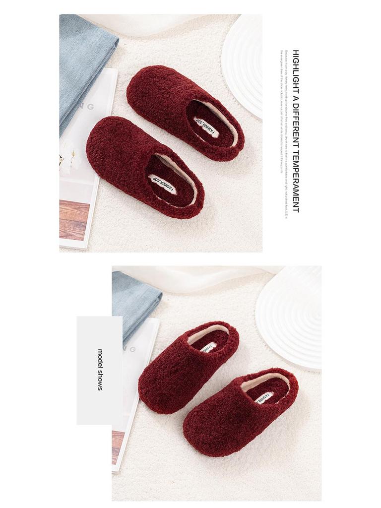 Зима 2025 Уличные Женские Плюшевые Меховые Шлепанцы Корейского Стиля с Закрытым Носком