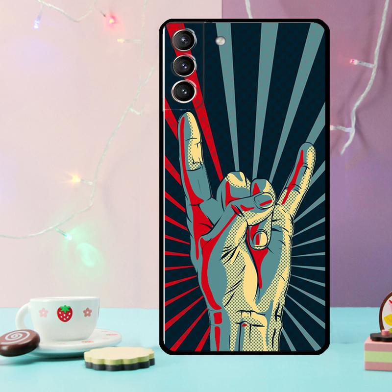 Чехол для телефона Rock Roll Skull для Samsung Galaxy S25 Ultra S20 S21 S22 S23 S24 Plus S9 S10 S24 FE S25 FE
