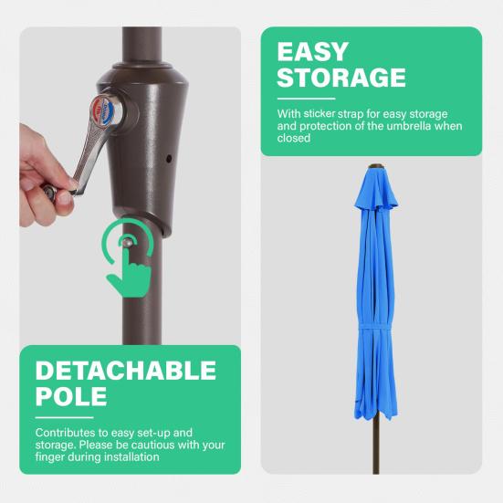 270CM Half Umbrella Replacement Canopy UV Protection Outdoor Garden Patio Backyard Parasol Market Table Top Umbrella Replacement Fabric Cloth Cover