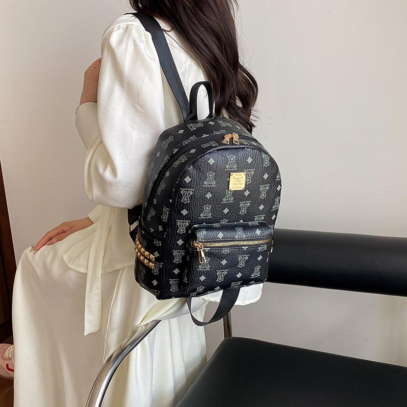 Рюкзак 2025 года с принтом ретро-плюшевого мишки - Женская школьная сумка большой вместимости