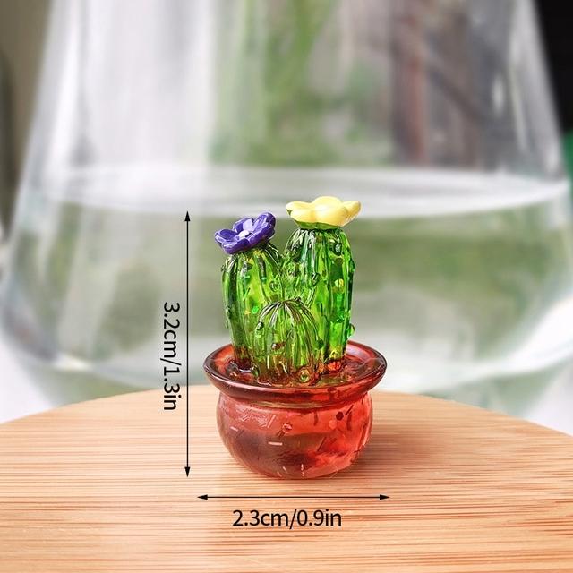 Mini Cactus Figurines Ornaments Cactus Bonsai Decor Sculptures and Figurines Desktop Ornament  Car Home Decoration AVE
