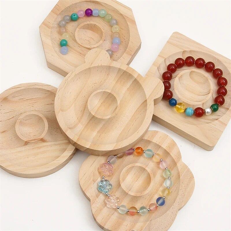 1Pcs Bead Design Plate Solid Wood Hand Beading DIY Tool Hand Surround Display Plate Bracelet Storage Head Jewelry Tray