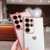Solid Color Love Heart Print Slim Case For Samsung Galaxy S25 Ultra S24 FE S23 S22 S21 A16 A55 A15 A35 A25 A14 Plating TPU Soft Shockproof Phone Cover