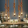 E27 Vintage Hemp Rope Pendant Lamp for Restaurant Coffee Bar Loft Creative Personality Industrial AC90-260V