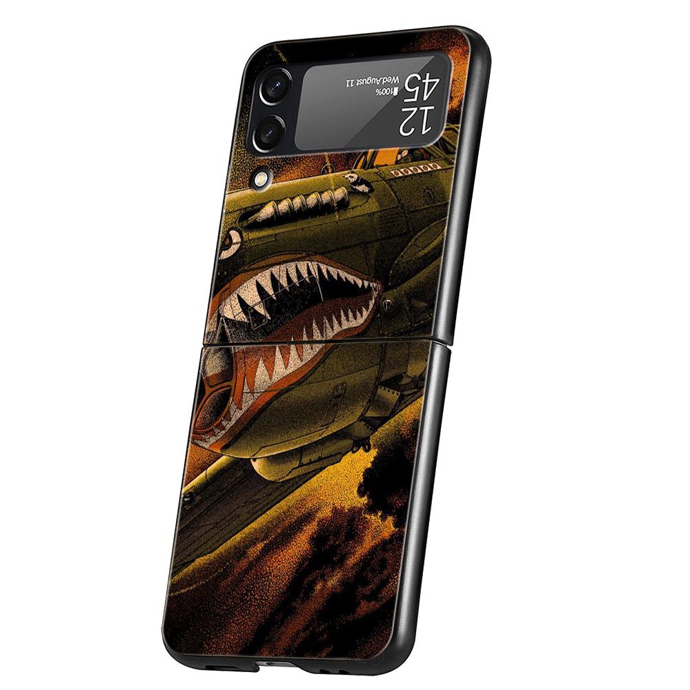 Fighter Plane Hard PC Phone Case For Samsung Galaxy Z Flip 7 6 5 4 Black Cover For Galaxy Z Flip 3 Foldable Shockproof Capas Bag