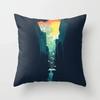 Colorful geometric landscape pillowcase sun and moon mountain pattern cushion modern art style sofa decoration pillow