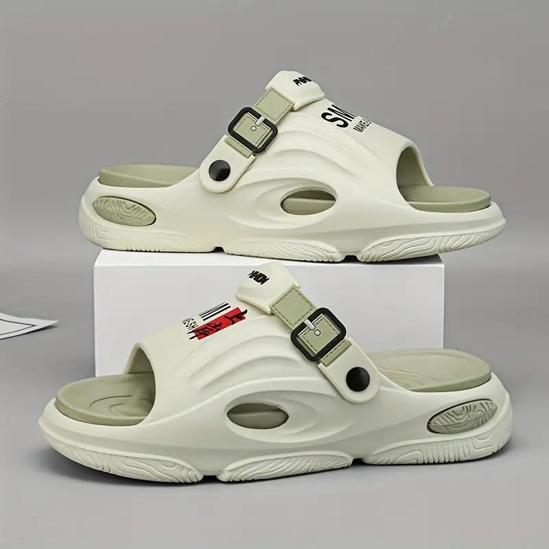 Мужские модные шлепанцы из ЭВА, нескользящие быстросохнущие тапочки с открытым носком для прогулок в помещении и на свежем воздухе, мужские летние пляжные шлепанцы