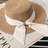 Women's Fashionable Straw Sun Hat with Floral Bow, Summer Beach and Seaside Protection