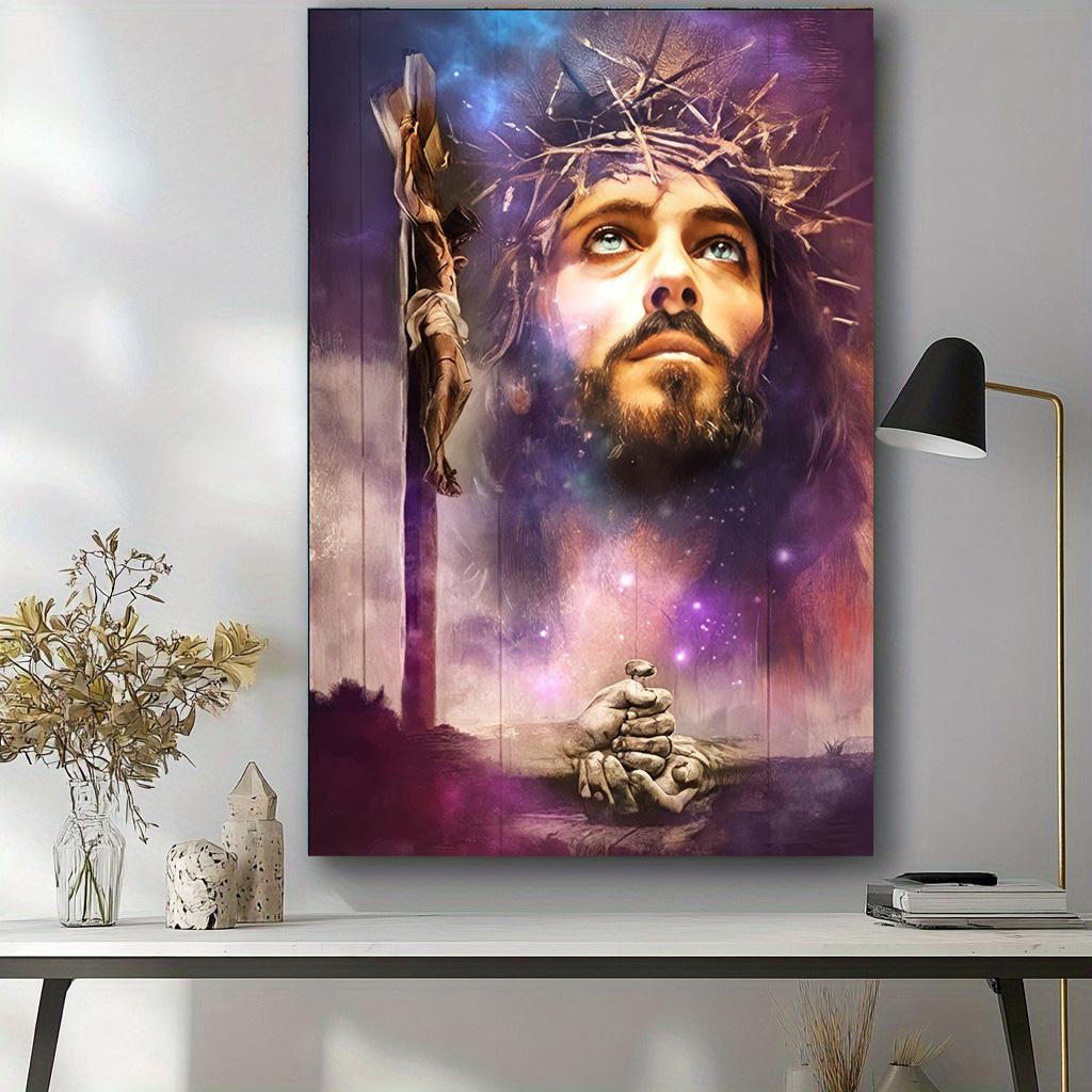 Play Video Jesus and Lion Crown of Thorns Jesus Canvas Painting Christianity God Posters Print Wall Art Picture for Living Room Home Decor