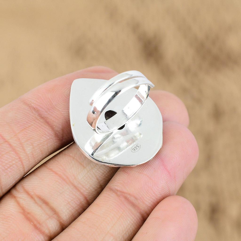 Mothers day Deal Oval Rhodonite Gemstone Sister Birthday Ring Jewelry 925 Silver