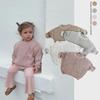 Children's Spot Color Knitted Cotton Pullover Sweater - Long-Sleeve for Toddlers