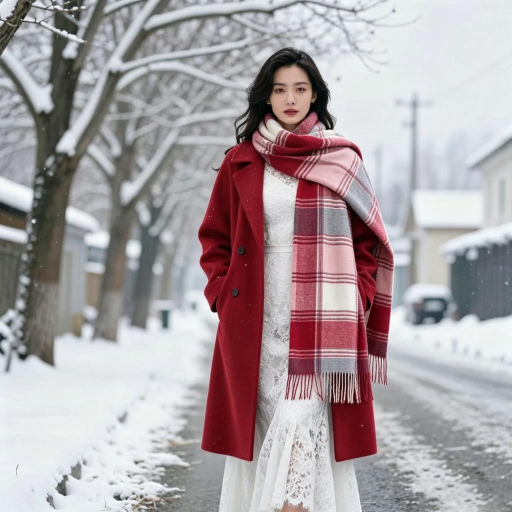 Harbin Tourism Blue Scarf Women's Autumn and Winter Atmosphere Advanced Warm Equipment Northeast Wear Scarf