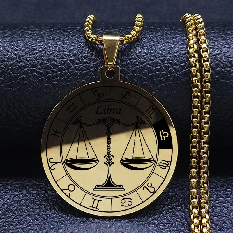 12 зодиакального созвездия Овен Рыбы Лев Весы Скорпион Козерог Кулон Ожерелье из нержавеющей стали Дамы Мужчины Серебряная цепочка Ожерелье Ювелирные изделия