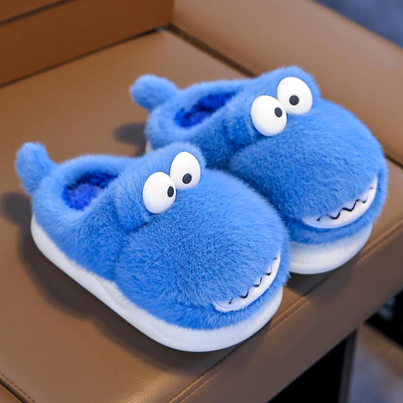 Детские осенне-зимние симпатичные бархатные домашние тапочки из хлопка на толстой подошве