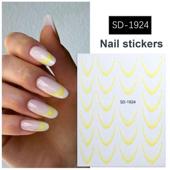 1/12Pcs French Nail Stickers 12 Colors Ultra-Thin Gradient Line Nail Art Stickers Self-Adhesive Plain Nail Stickers for Elegant French Nails