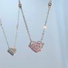Zircon Heart Pendant Necklaces Y2K Pink Heart Ladies Girls Elegant Clavicle Chain Women Jewelry Gifts
