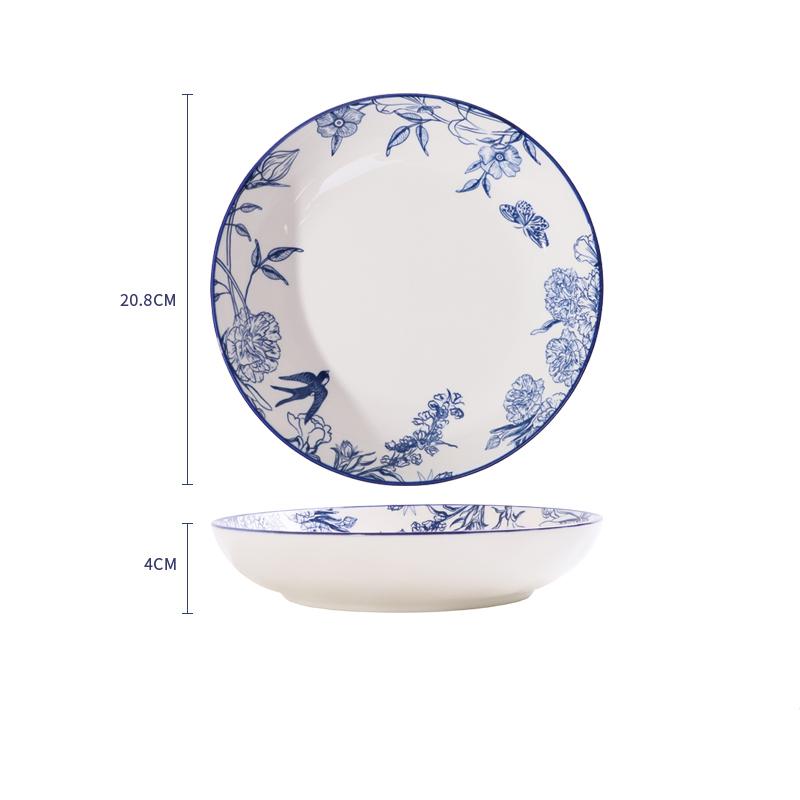 Модная керамическая тарелка в китайском стиле, изысканные тарелки с изображением бабочек и большой рыбы, домашняя посуда, изысканная десертная тарелка для послеобеденного чая