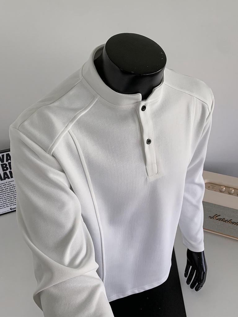 Мужская футболка-поло с длинным рукавом в американском стиле — модная базовая толстовка для весны/осени.