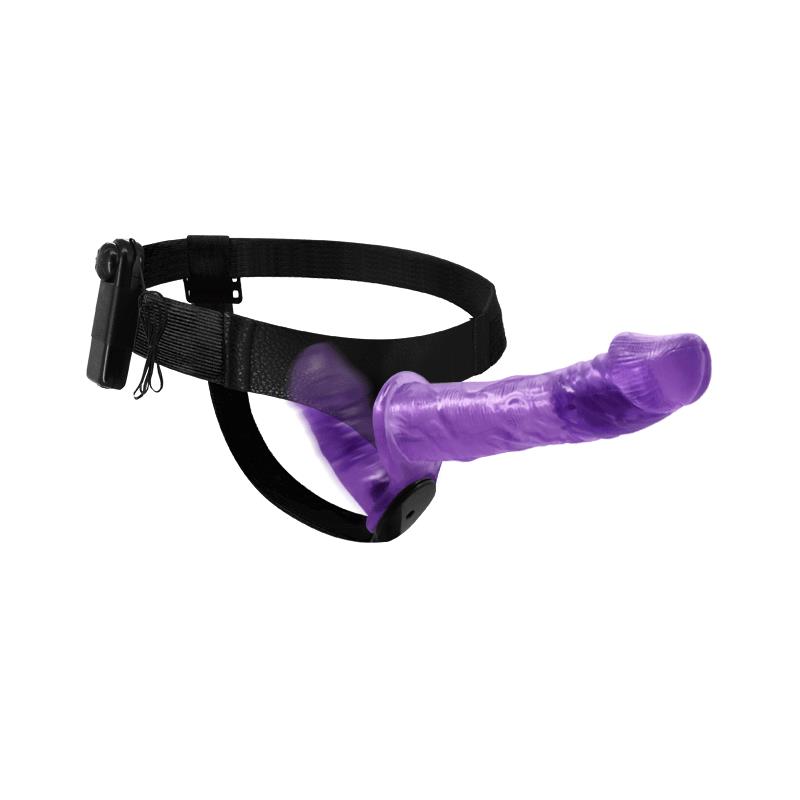 Purple Vibrating Double Dildo Harness