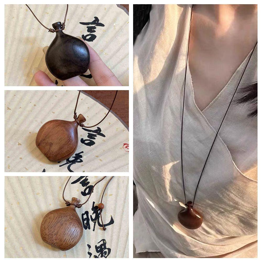 Ожерелье из цепочки «Деревянный свитер» с длинным кулоном, новое ожерелье «Флагон»