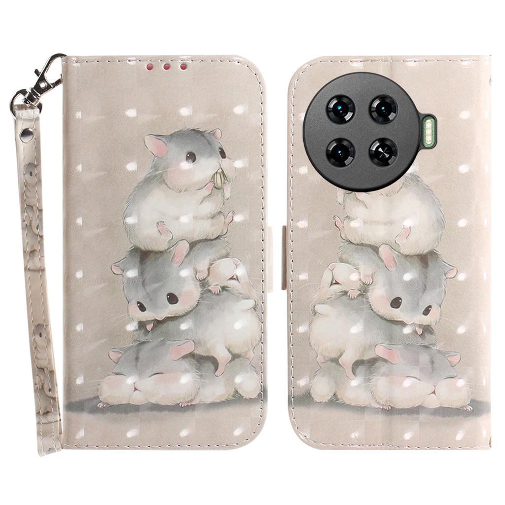 For TECNO Spark 20 Pro+ Case with Strap Pattern Printed Leather Wallet Phone Cover