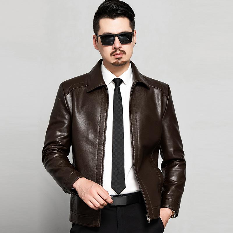 Весна, осень и зима Новая тонкая натуральная кожаная мужская куртка мужская одежда флисовое стеганое пальто красивый топ