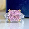 Благородное женское бриллиантовое кольцо S925 Silver High Carbon Diamond 5 Carat Square Poodle Yellow Powder Diamond Ring Impact Ring для женщин