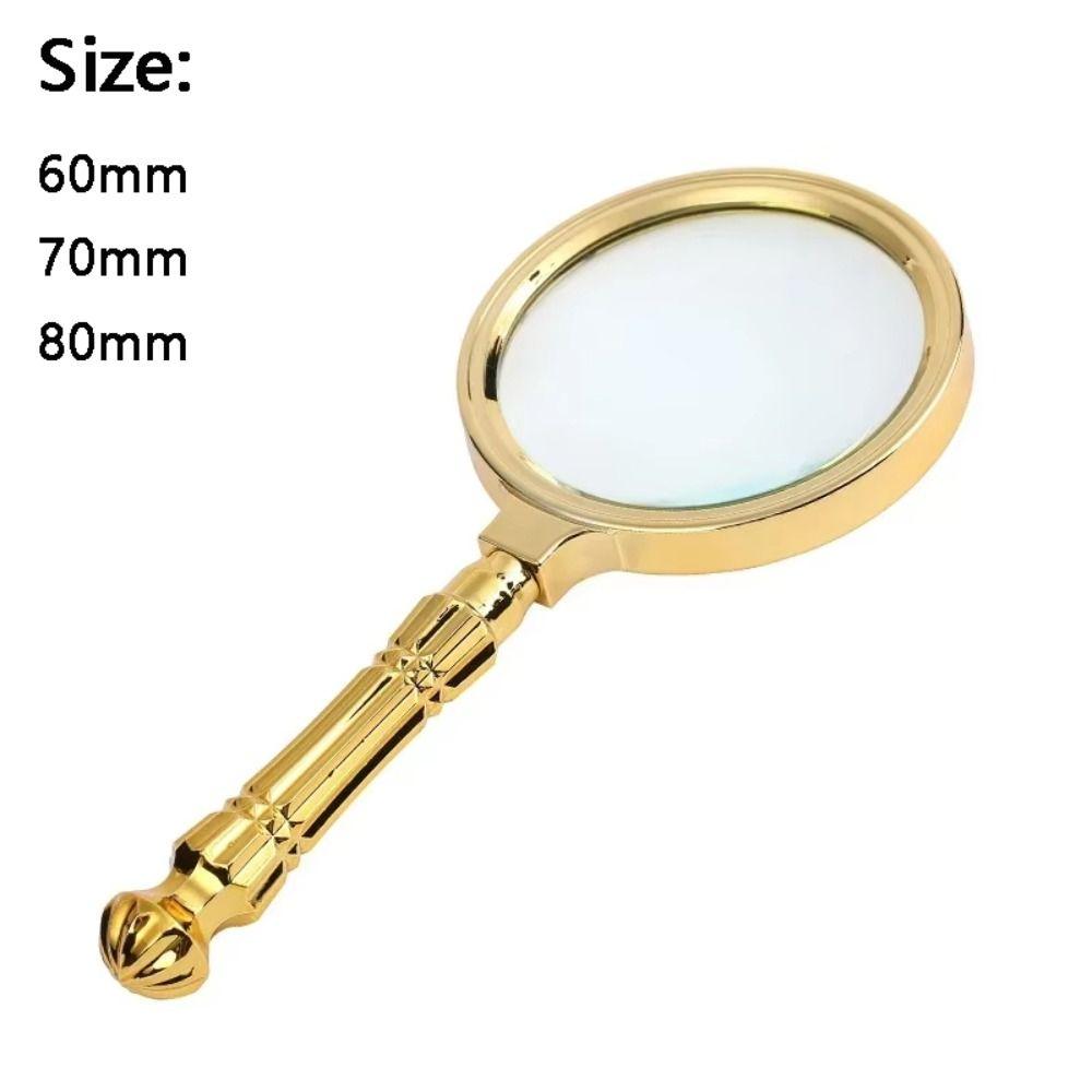 Plastic Loupe Magnifier Gold Delicate Pattern Handle Retro Pocket Tool Newspaper Reading