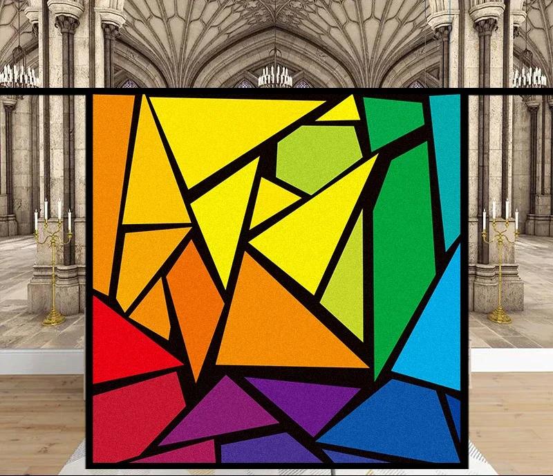 Наклейки на витражные окна, пленка для приватности, церковный стиль, статическое прилипание, декоративные матовые пленки для окон, индивидуальный размер