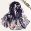 Long Shawls Wraps Women Beach Sunscreen Hijab Floral Print Silk Scarf Chiffon Kerchief Neck Scarves 50x160cm
