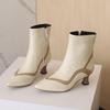 Модные новые осенне-зимние женские ботинки, модные короткие ботинки смешанных цветов с острым носком для женщин, женская обувь на высоком каблуке большого размера, ботильоны