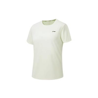Футболка Li Ning Running Series однотонная светоотражающая быстросохнущая дышащая с коротким рукавом женская кремово-белая ATST082-5